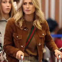 Street Style 2026 Michelle Hunziker Brown Jacket