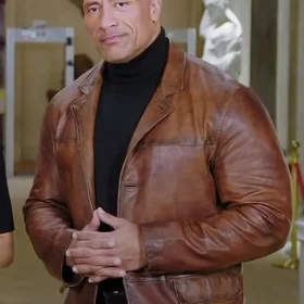 Dwayne Johnson Red Notice Brown Leather Jacket