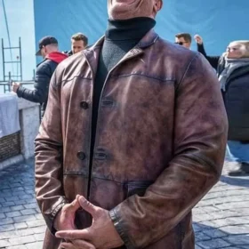 Dwayne Johnson Red Notice Brown Leather Jacket
