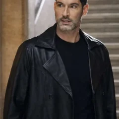 CIA 2026 Tom Ellis Black Leather Coat