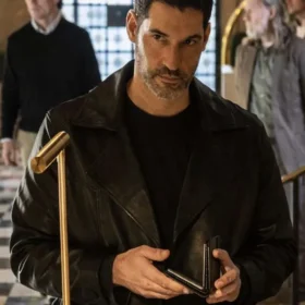 CIA 2026 Tom Ellis Black Leather Coat