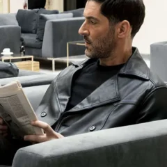 CIA 2026 Tom Ellis Black Leather Coat