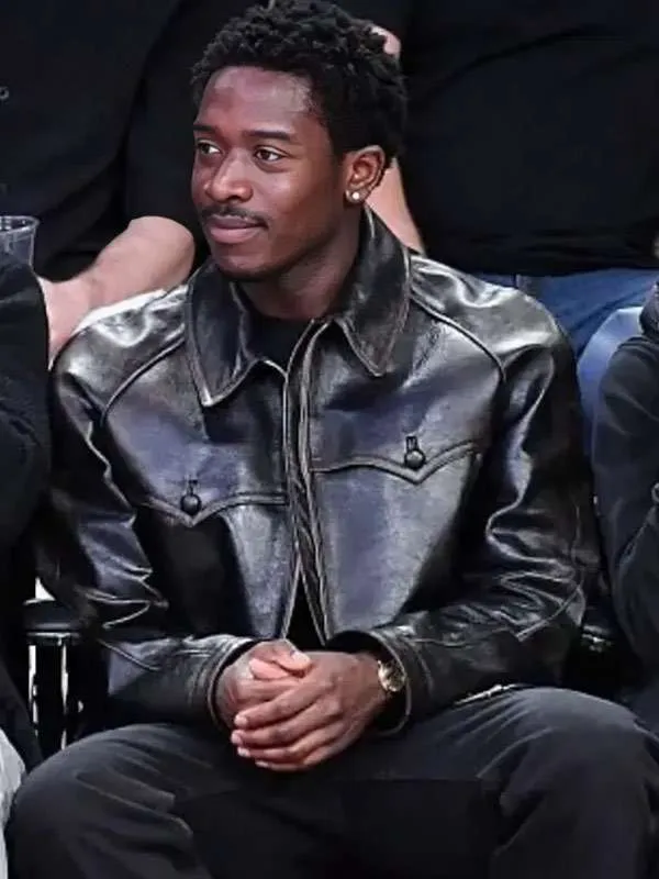 Damson Idris 2026 Black Leather Jacket