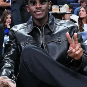 Damson Idris 2026 Black Leather Jacket