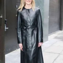 NYC 2026 Sarah Pidgeon Black Leather Coat