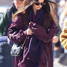 Anne Hathaway NYC 2026 Bomber Coat