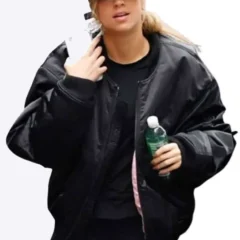 Tate McRae NYC 2026 Black Bomber Jacket