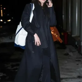 NYC 2026 Dove Cameron Black Wool Coat