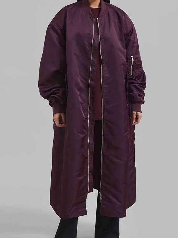 Anne Hathaway NYC 2026 Bomber Coat