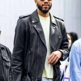 New York Fashion Week 2025 Jayson Tatum Leather Jacket