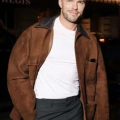 NYC 2026 Nicholas Hoult Suede Leather Jacket