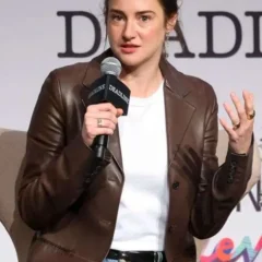 LA 2026 Shailene Woodley Brown Leather Coat