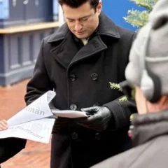 Wes Brown A Newport Christmas Black Wool Coat