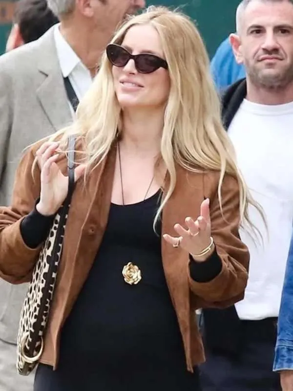 NYC 2026 Annabelle Wallis Suede Leather Jacket