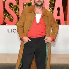 Brandon Sklenar The Housemaid New York Screening Brown Coat