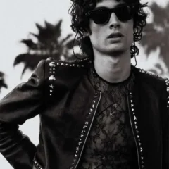 Coachella 2026 Sombr Studded Leather Jacket