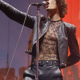 Coachella 2026 Sombr Studded Leather Jacket