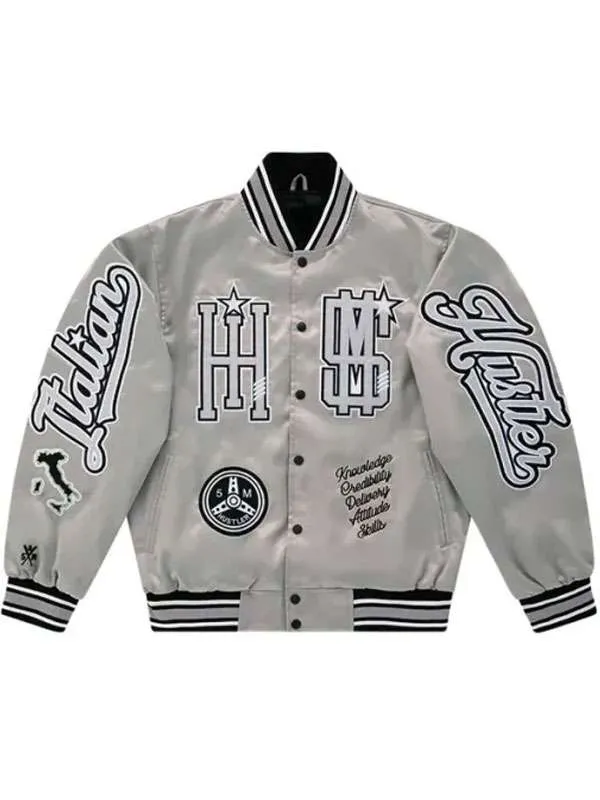 Cookin Soul Italian Hustler Silver Varsity Jacket