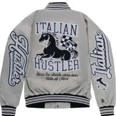 Cookin Soul Italian Hustler Silver Varsity Jacket