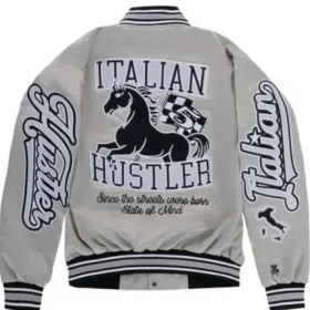 Cookin Soul Italian Hustler Silver Varsity Jacket