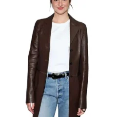 LA 2026 Shailene Woodley Brown Leather Coat