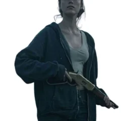 Shop The Dog Stars 2026 Margaret Qualley Hoodie. Premium green fleece outerwear with zipper closure. Express shipping worldwide. Get the look!
