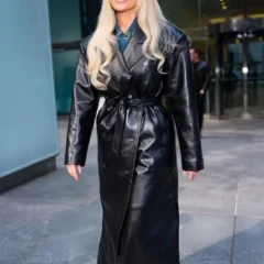 NYC Meghan Trainor Black Leather Coat