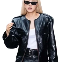 NYC 2026 Rosé Black Leather Jacket