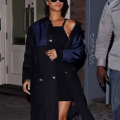 Rihanna Miu Miu Black Wool Coat