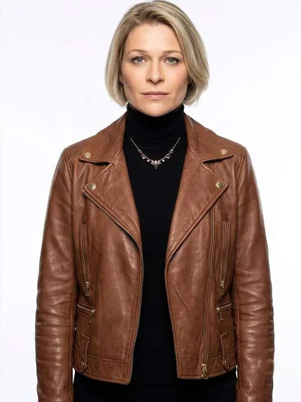 Trying S03 Sian Brooke Brown Leather Jacket