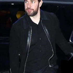 New York GMA John Krasinski Black Leather Jacket