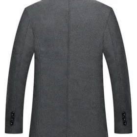 Men Double Breasted Grey Peacoat
