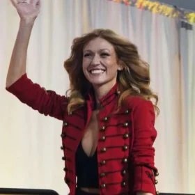 Katherine McNamara Big Slick 2026 Red Military Jacket