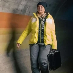 Beth Foxwell 007 Road to a Million Yellow Puffer Jacket