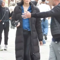 Gal Gadot The Runner 2026 Black Puffer Coat