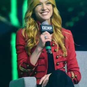 Katherine McNamara Big Slick 2026 Red Military Jacket