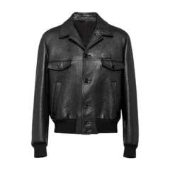 Black Textured Trucker Jacket