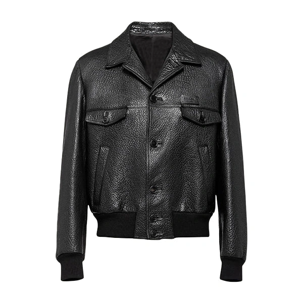 Black Textured Trucker Jacket