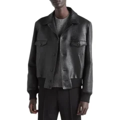 Black Textured Trucker Jacket