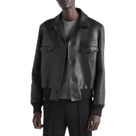 Black Textured Trucker Jacket