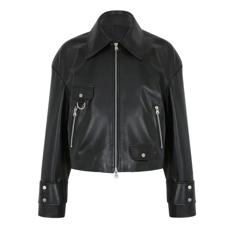 Rachel Womens Classic Black Leather Jacket