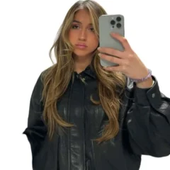 Tate McRae New York City 2026 Black Leather Jacket