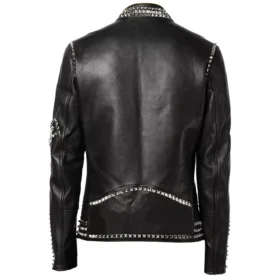 Black Biker Studded Leather Jacket