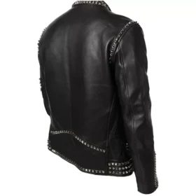Black Biker Studded Leather Jacket