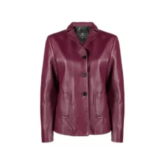 Women Purple Leather Blazer