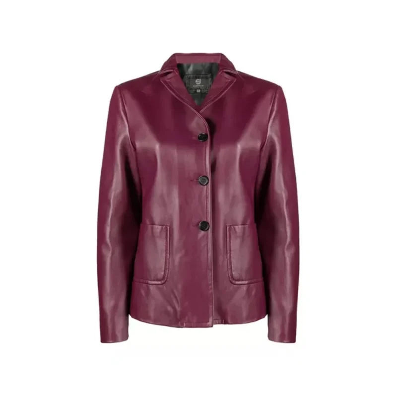 Women Purple Leather Blazer